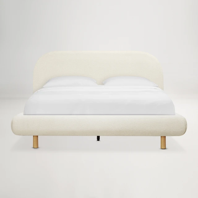 Arlo Floating Queen Bed with Curved Headboard - Ivory