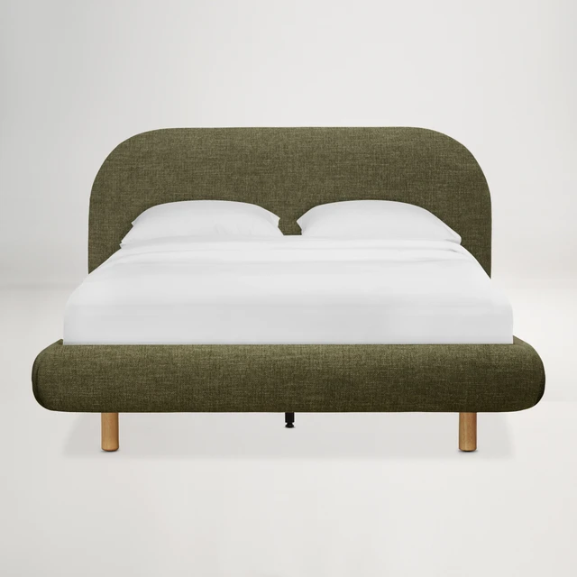 Arlo Floating Double Bed with Curved Headboard - Cleo Green