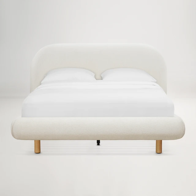 Arlo Floating Double Bed with Curved Headboard - Ivory