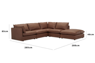 Loft Mini Leather Right Corner Sofa -  Phoenix Saddle