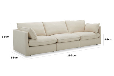 Loft Mini Fabric 3 Seat Sofa -  Florence White