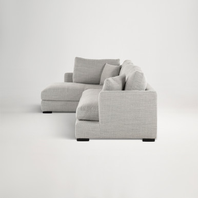 Long Beach Mini Fabric Left Corner Sofa -  Sienna Light Grey