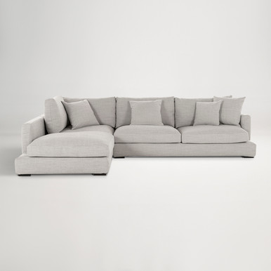 Long Beach Fabric Left Corner Sofa -  Sienna Light Grey