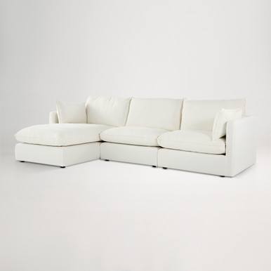 Loft Mini Fabric Left Chaise Sofa -  Florence White