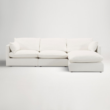 Loft Mini Fabric Right Chaise Sofa -  Florence White