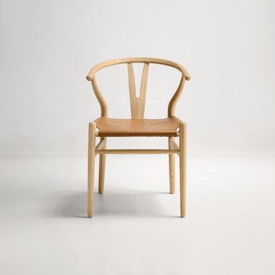 Wishbone Ark Dining Chair -  Natural Ash/Tan PU