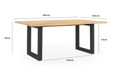 Bronte Oak Dining Table 180cm  - Brushed/Black