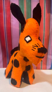 Wool orange  black dog