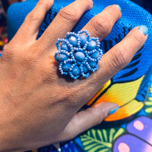 Sky blue chaquira ring