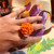 Orange flower chaquira ring