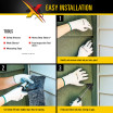 Step by step photos of Xcluder Fill Fabric being installed with a list of tools needed to install: Safety glasses, work gloves, measuring tape, heavy-duty shears, and a screwdriver (for packing Xcluder Fill Fabric material in the gap, crack, or hole)