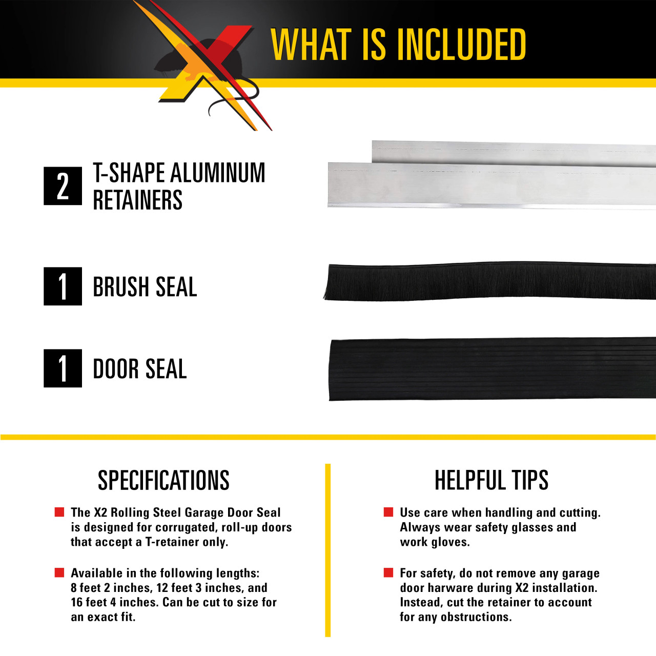 8' Xcluder X2 Rodent Proof Seal Kit for Roll-up Doors - Xcluder