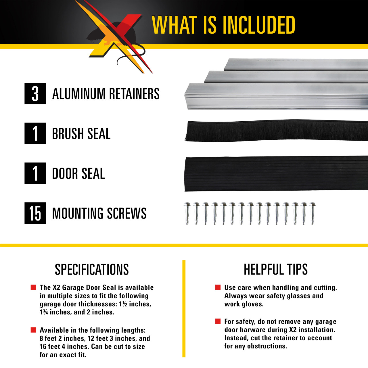 Xcluder X2 Rodent Proof Garage Door Seal Kit - 12' (12' 3