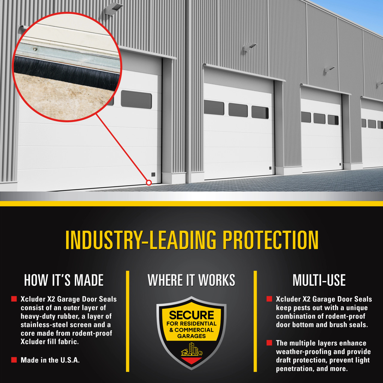 Xcluder X2 Rodent Proof Garage Door Seal Kit - 12' (12' 3