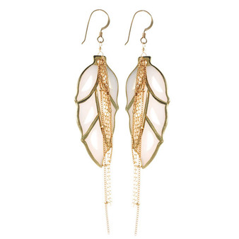 Mother of Pearl Leaf Fringe Earrings