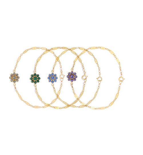 14KT Gold Filled Daisy Crystal Flower Bracelet