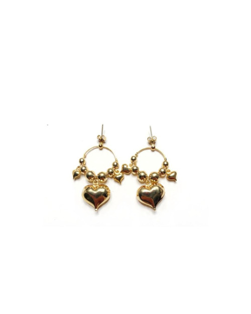 Vintage 80's Gold Puffy Heart Earrings
