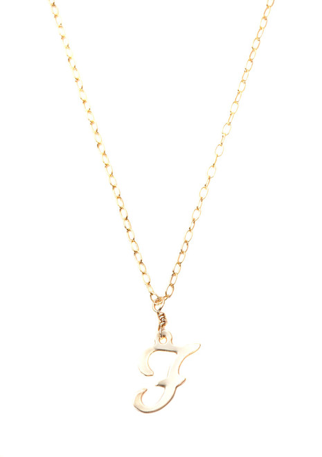 14KT Gold Filled Mini Initial "F" Necklace