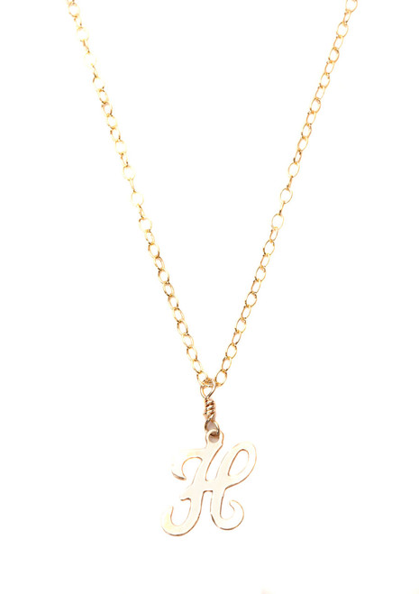 14KT Gold Filled Mini Initial "H" Necklace
