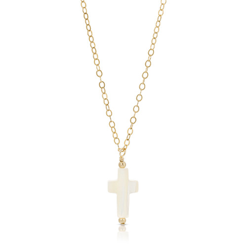 14KT Gold Filled Mother of Pearl Cross Necklace