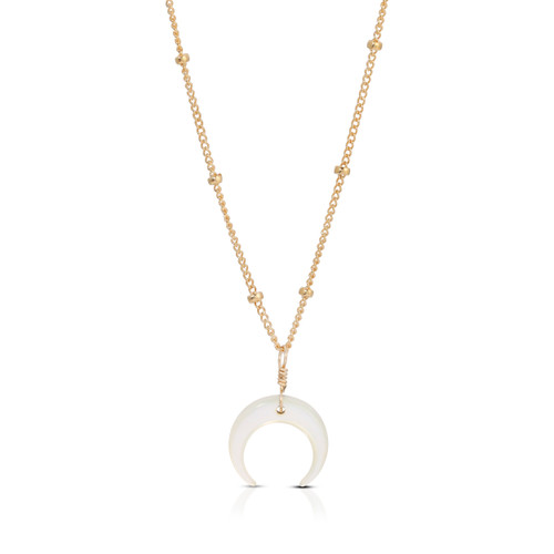 14KT Gold Filled Mother of Pearl Crescent Moon Necklace