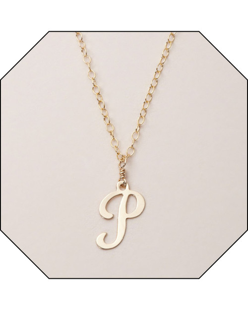 14KT Gold Filled Mini Initial "P" Necklace