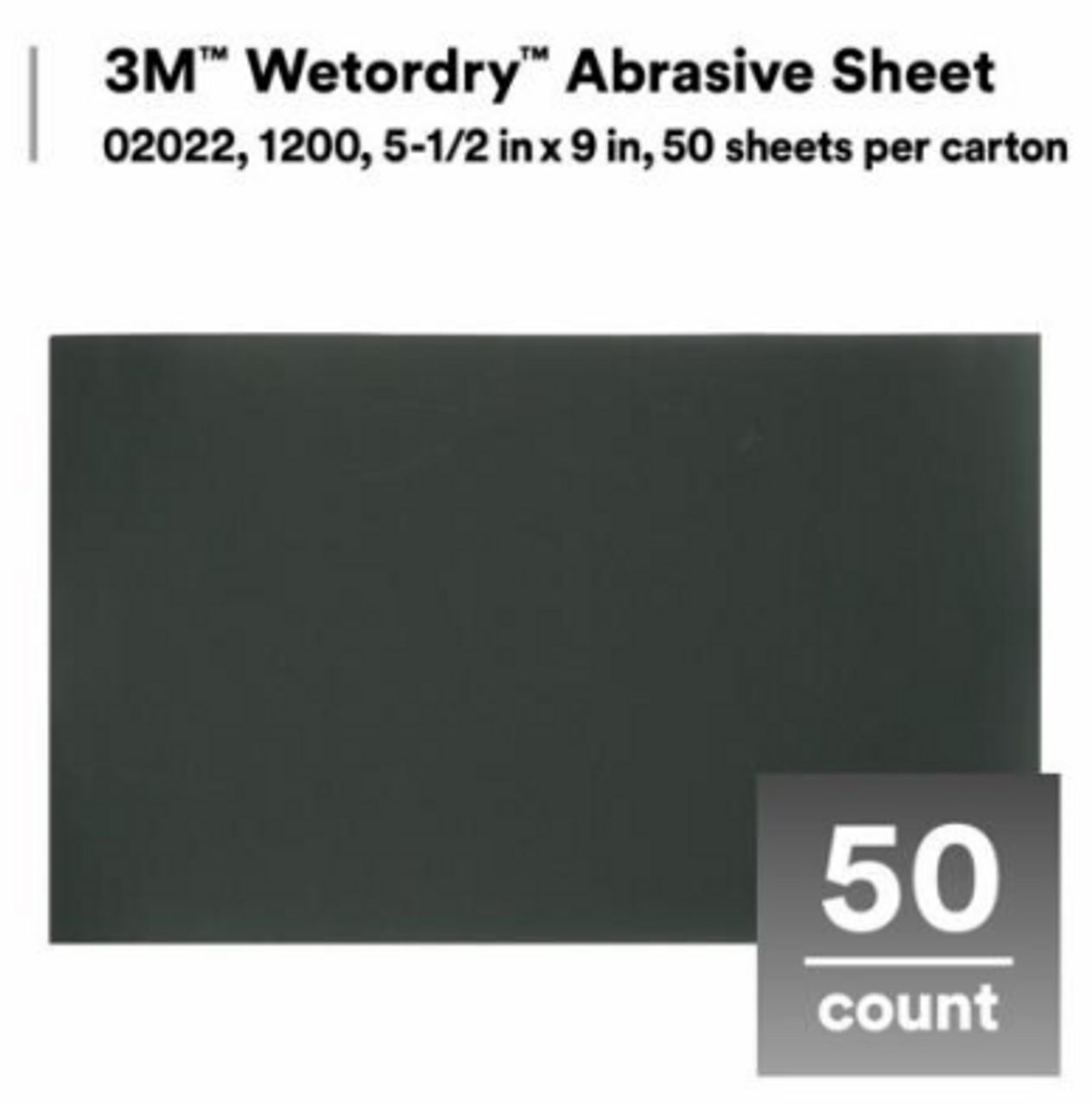 3M™ Wetordry™ Abrasive Sheet 1200 Grit, 5 1/2 in x 9 in 50 sheets per carton