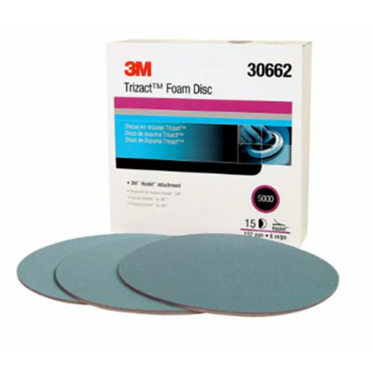 Trizact™ Hookit™ Foam Disc 5000 Grit 6" 15 Discs/Carton