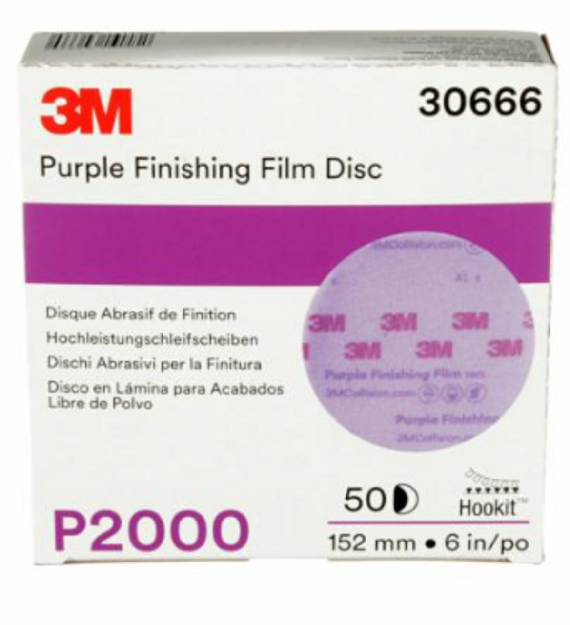Hookit™ Purple Finishing Film Abrasive Disc 6" 2000 Grit, 50 discs per carton