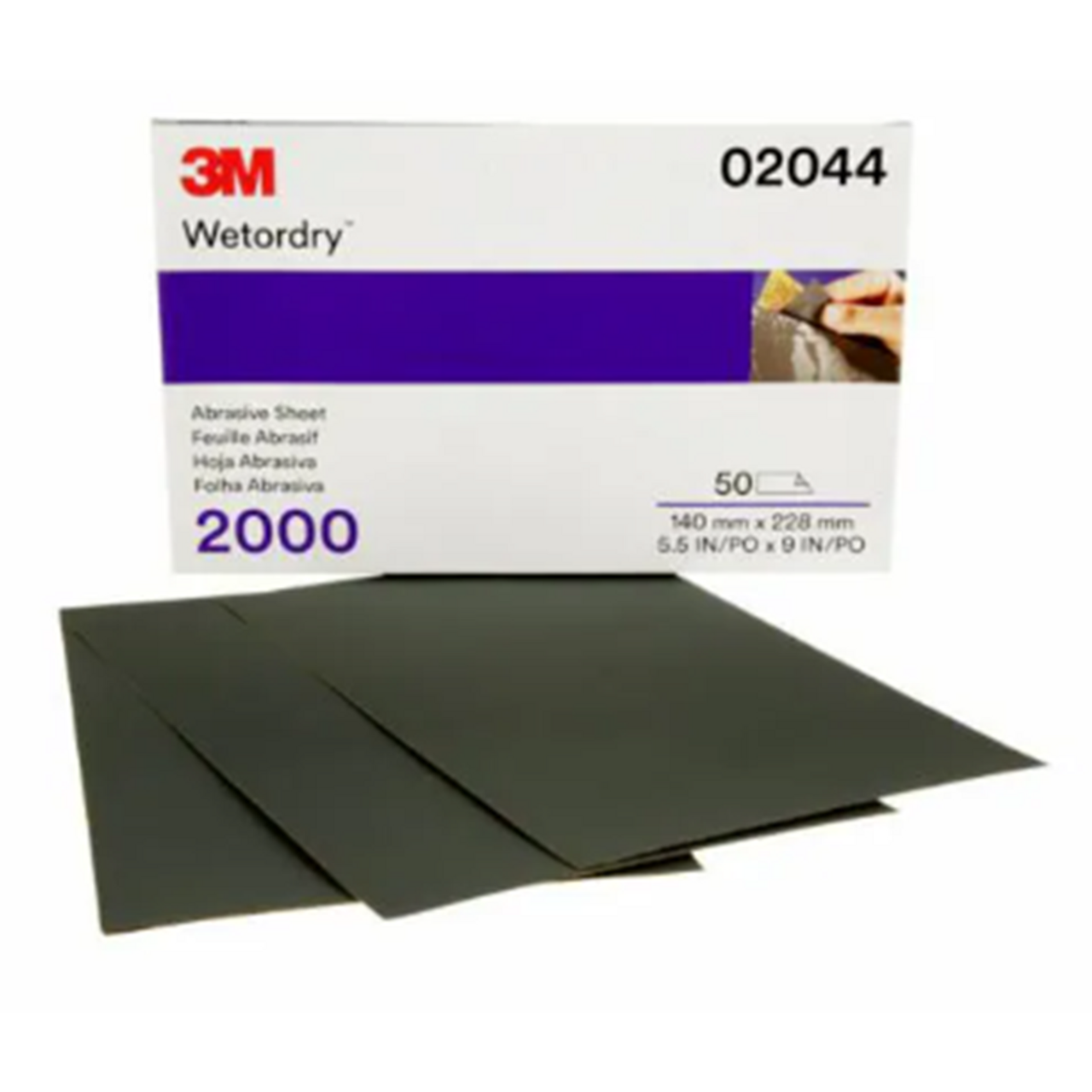 3M™ Wetordry™ Abrasive Sheet 2000 Grit  5 1/2 x 9 in 50 sheets per carton
