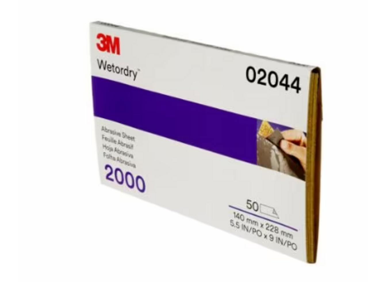 3M™ Wetordry™ Abrasive Sheet 2000 Grit  5 1/2 x 9 in 50 sheets per carton