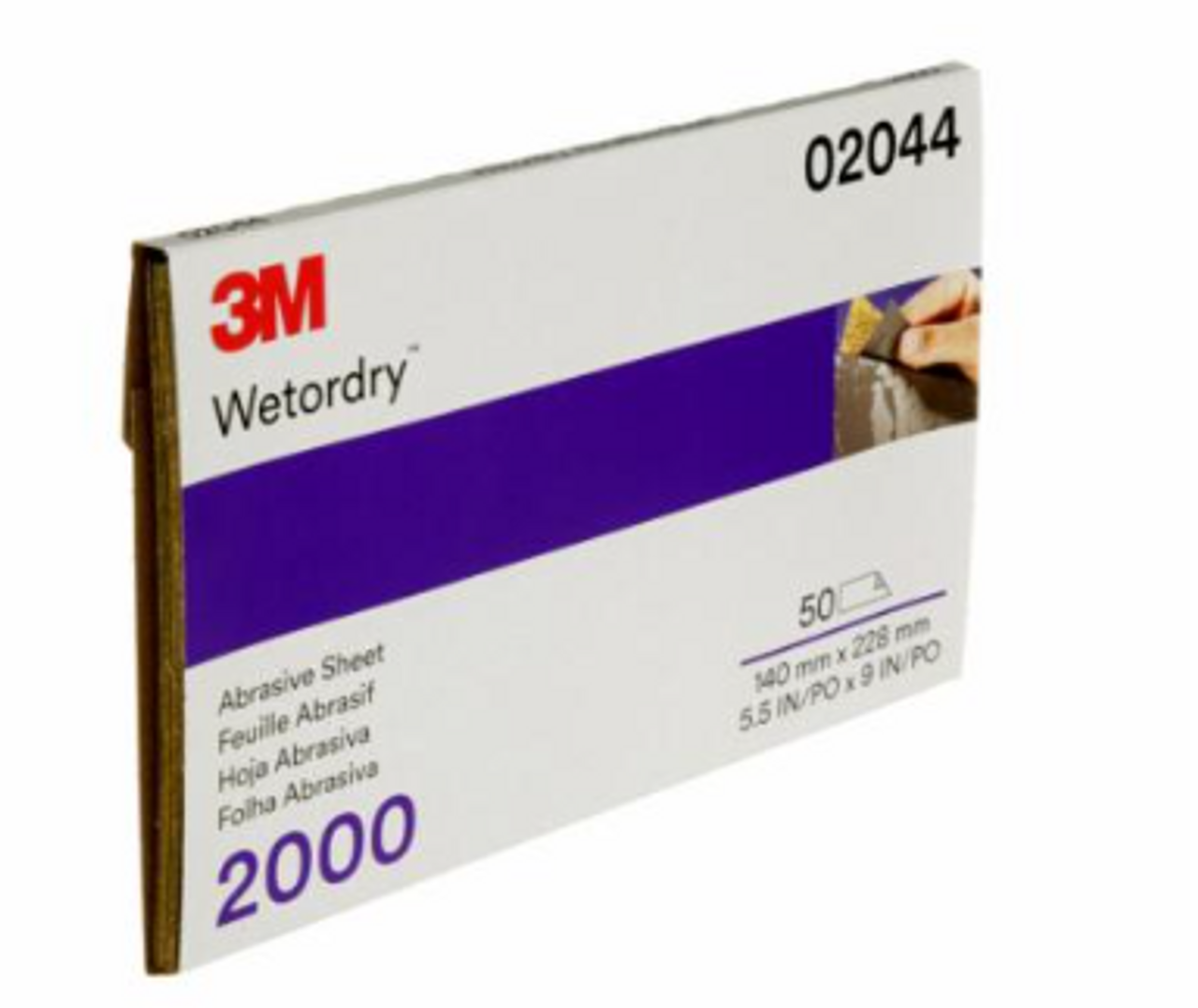 3M™ Wetordry™ Abrasive Sheet 2000 Grit  5 1/2 x 9 in 50 sheets per carton