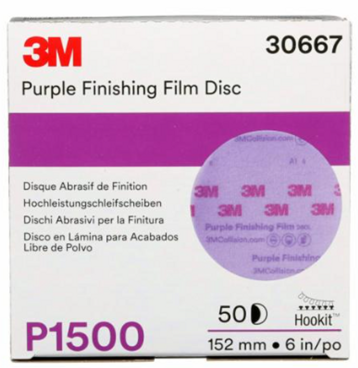 Hookit™ Purple Finishing Film Abrasive Disc 6" 1500 Grit, 50 discs per carton