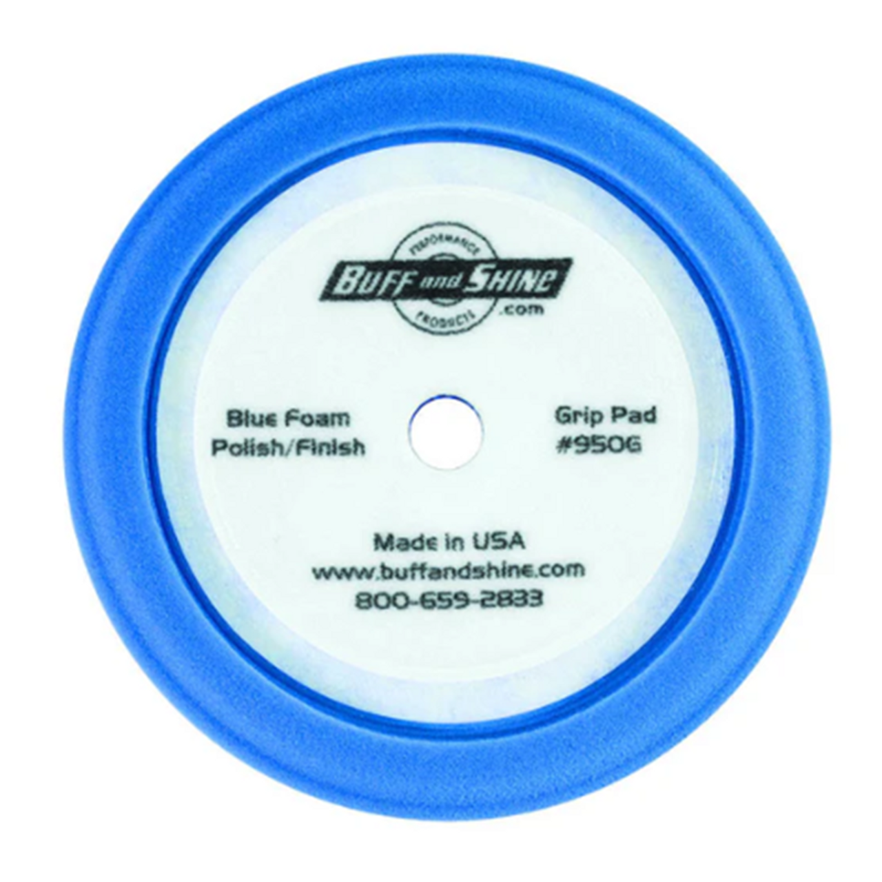 9" US Blue Soft Polishing Foam Grip Pad™ with Center Tee, Contour Edge
