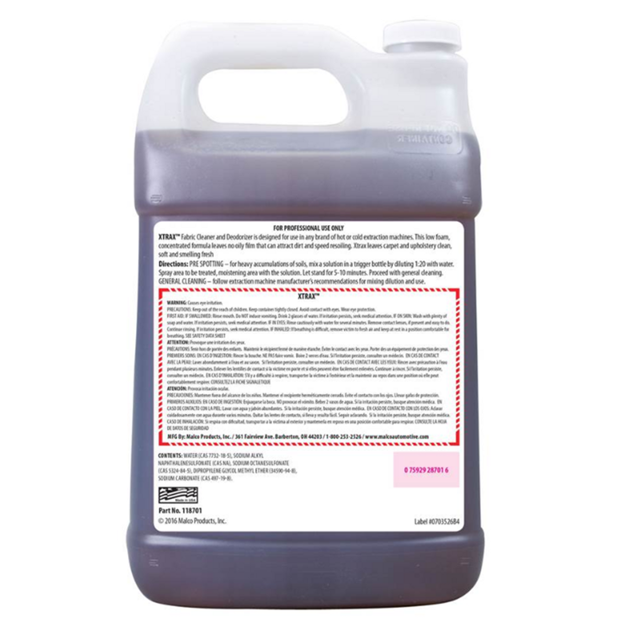 Xtrax™ Liquid Fabric Cleaner  Deodorizer 1 Gallon