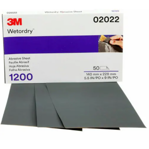 3M™ Wetordry™ Abrasive Sheet 1200 Grit, 5 1/2 in x 9 in 50 sheets per carton