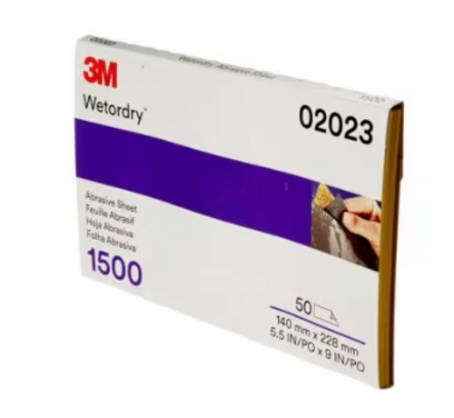 3M™ Wetordry™ Abrasive Sheet 401Q, 02023, 1500, 5 1/2 in x 9 in, 50 pack