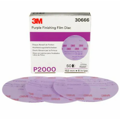 Hookit™ Purple Finishing Film Abrasive Disc 6" 2000 Grit, 50 discs per carton