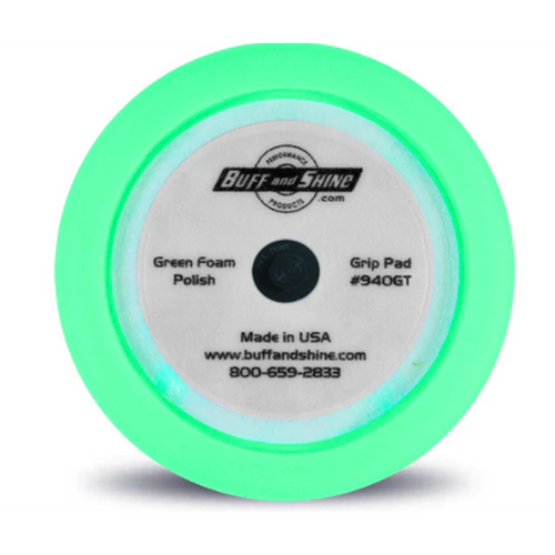 9" US Green Polishing Foam Grip Pad™ with Center Tee, Contour Edge