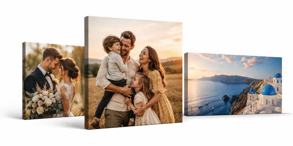 Canvas Print Sizes and Prices Personalised canvas prints displayed in a modern interior