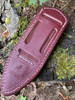 Delta Shield Standard Leather Belt Sheath. Burgundy English Bridle leather with white thread shown - Back