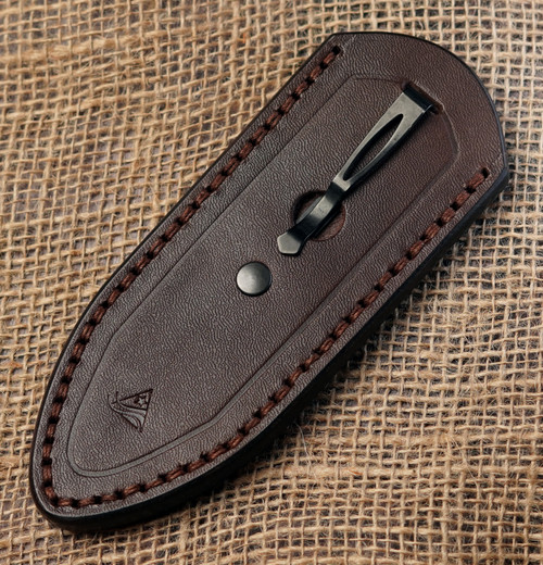 Slimline Shield size "Mini" in dark brown leather.