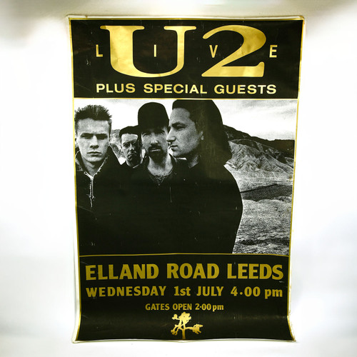 Original U2 Live Promo Poster Elland Roads Leeds 1987 - 61" x 40"