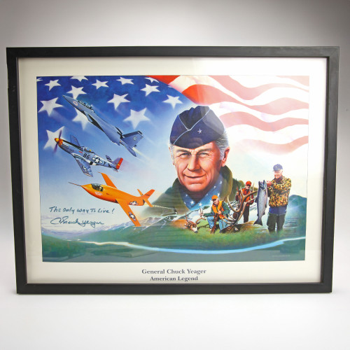 Chuck Yeager Signed American Legend Print Framed