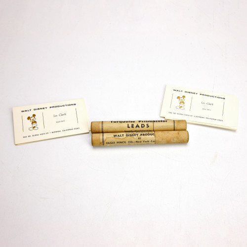 Les Clark Walt Disney Productions Memorabilia Lot Business Cards & Drawing Leads