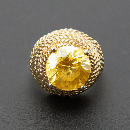 Gold Plated Sterling Silver 925 Yellow CZ Ring 7.5