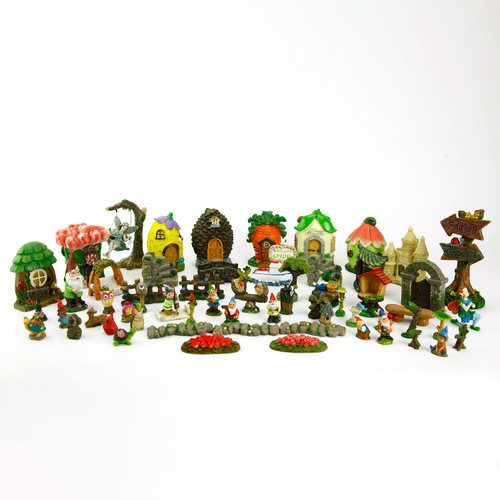 Fairy Garden Forest Village Decor - Lot of 62 Houses and Accessories