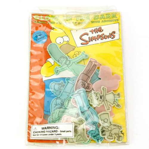 THE SIMPSONS 1999 Vintage GLOW IN THE DARK 16 Piece CHUMS - Open Package