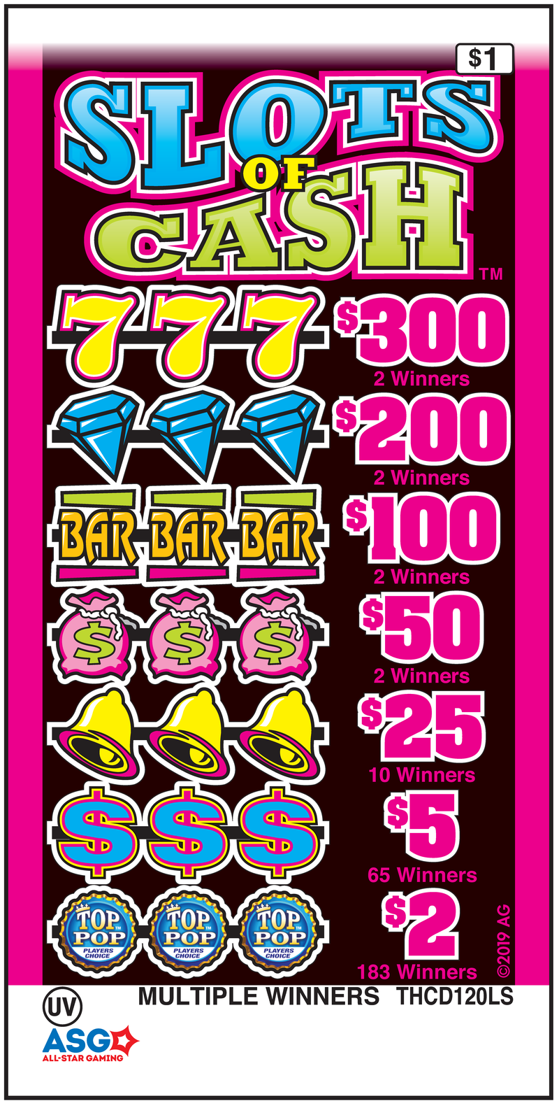 Slots of Cash pull tab ticket
