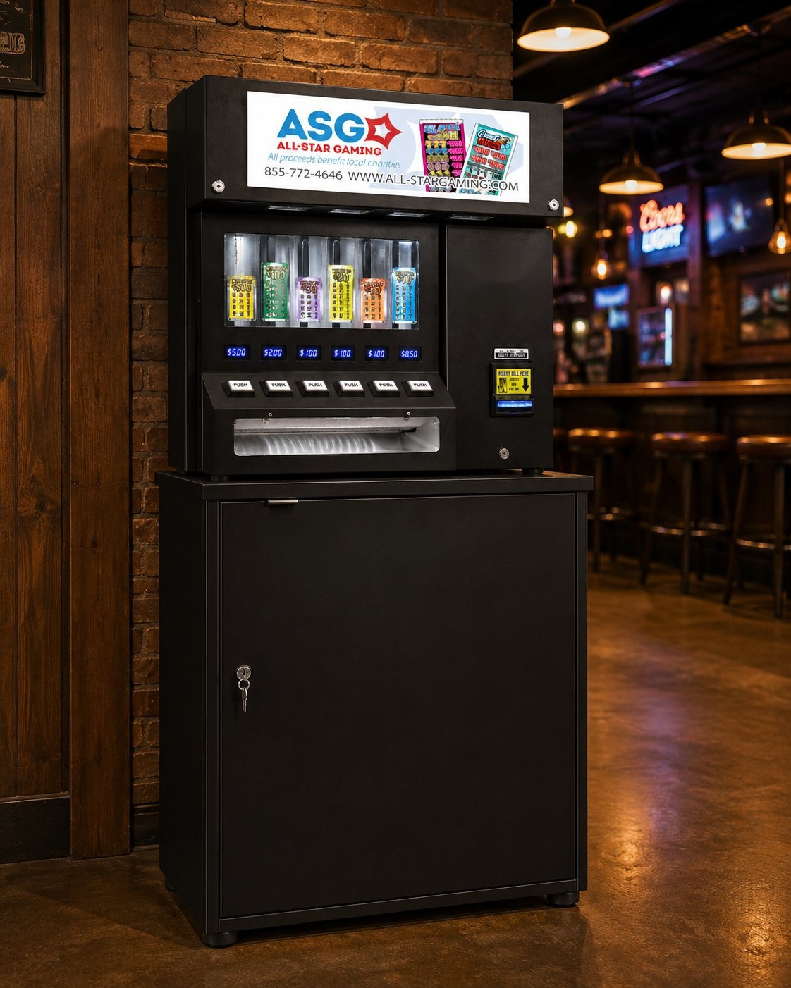 ASG Pull Tabs machine in a bar setting